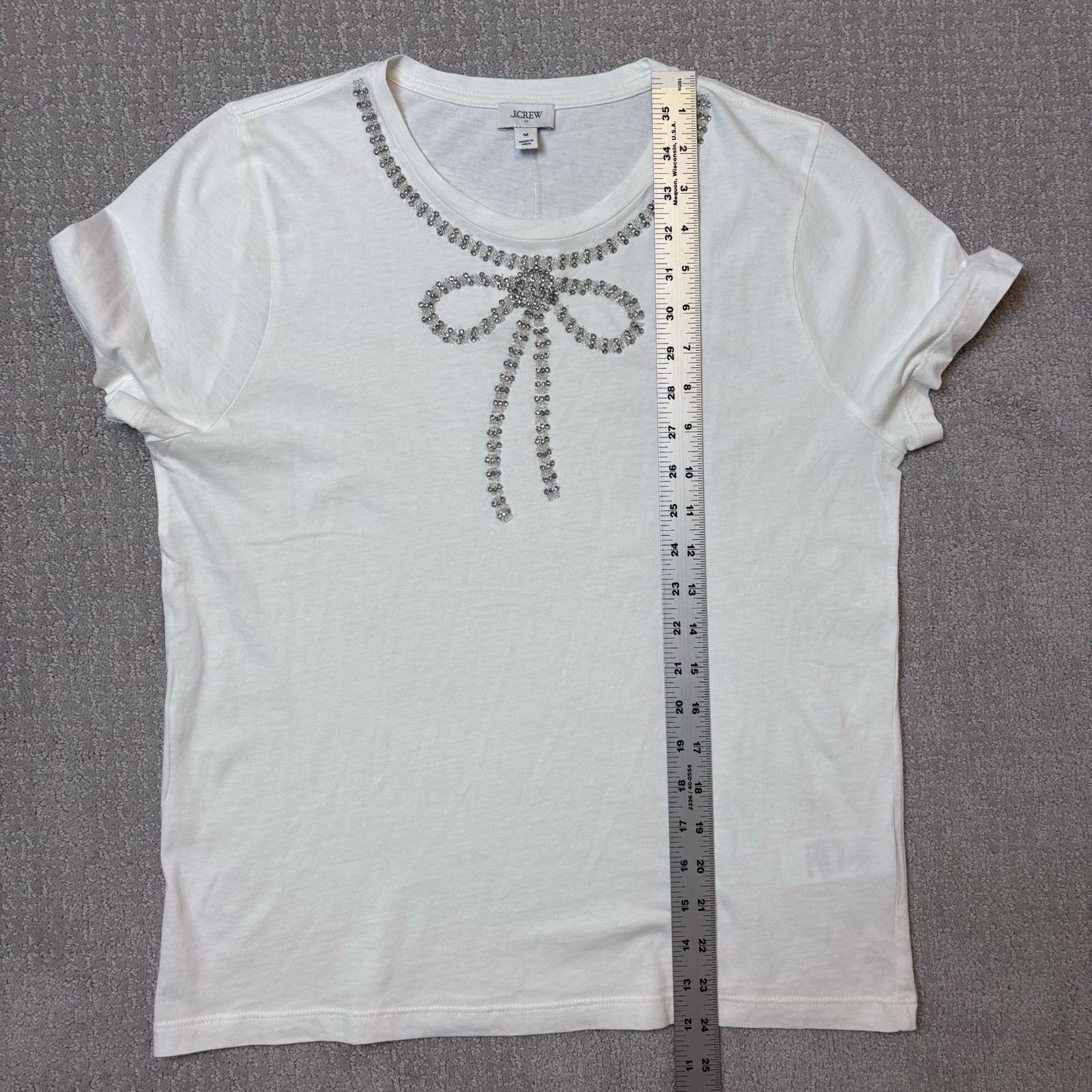 NWT J. Crew Women’s M Crystal Embellished Bow Top $89 Preppy Elegant Modern