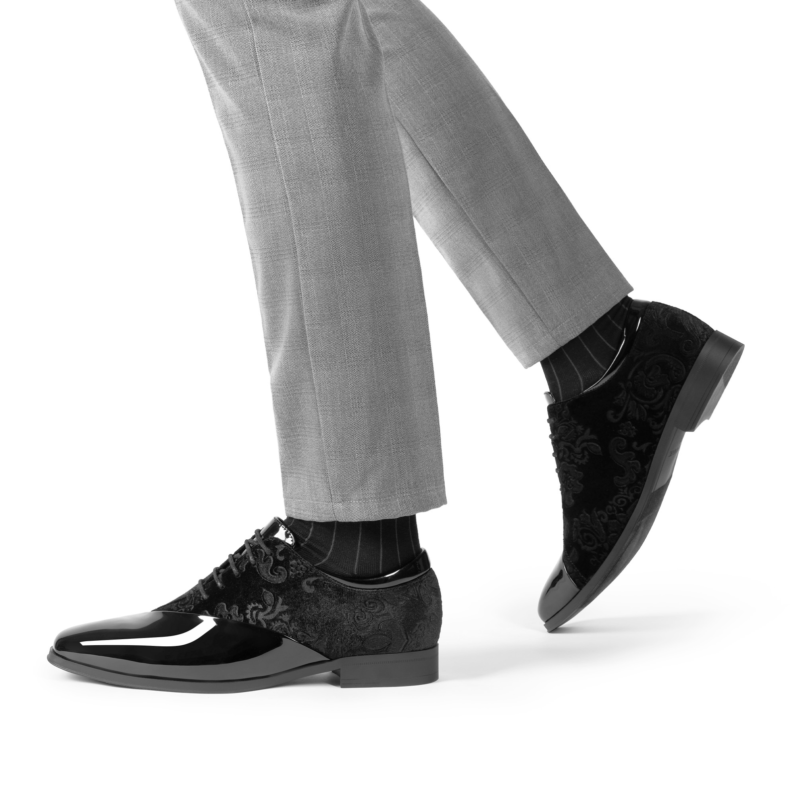 Men’s Dress Tuxedo Shoes Classic Patent Velvet Lace-up Formal Oxford Durable