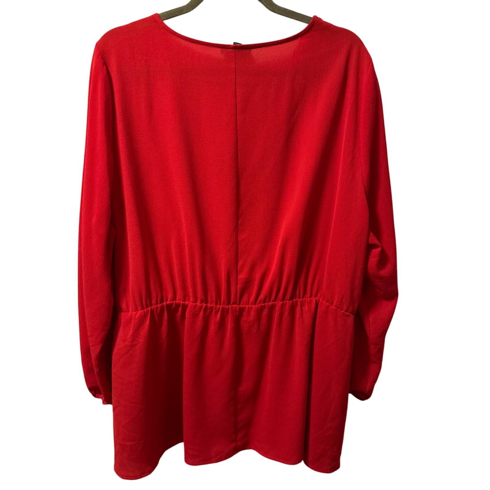 Lane Bryant Red Long Sleeve Wrap Blouse Size 20W Polyester Spandex top.