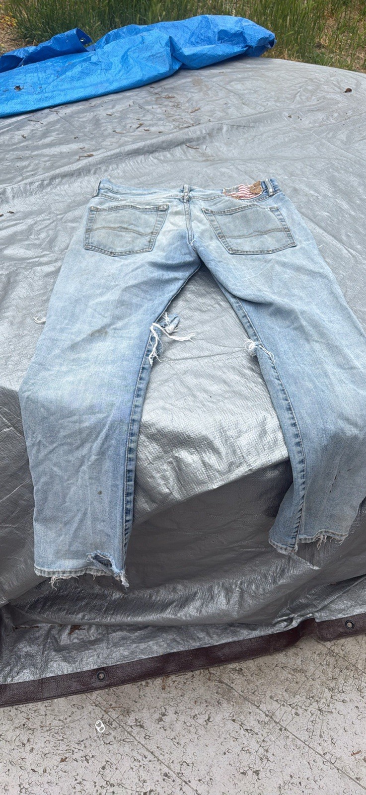 Polo Ralph Lauren Mens Distressed Light Wash Straight Leg Denim Jeans Blue