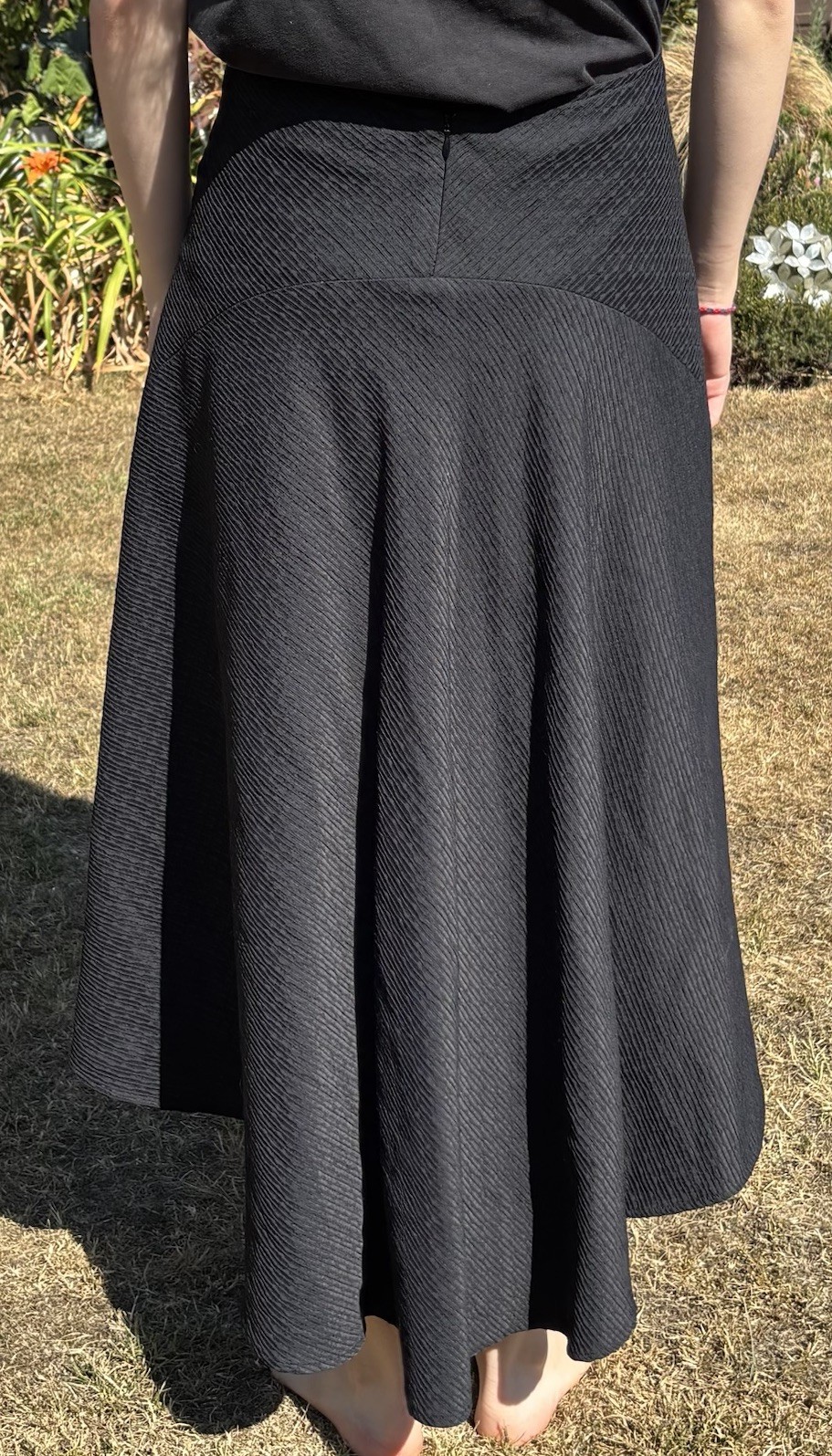 Sally Smith Sydney Skirt Womens Size 8 Textured Wool Mix Hi Low Fully Lined