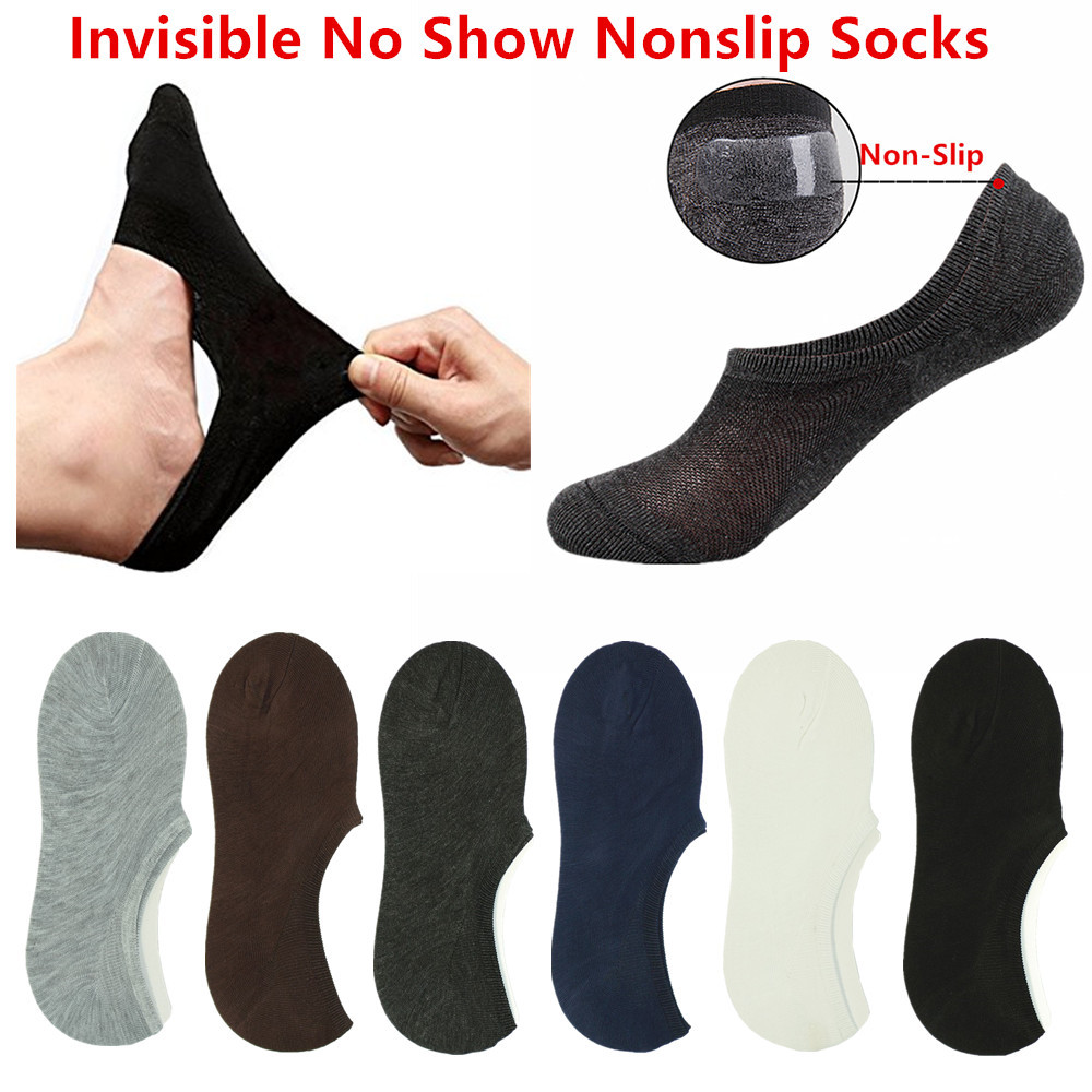 3-12 Pairs Men Invisible No Show Nonslip Loafer Low Cut Solid Cotton Socks 9-13