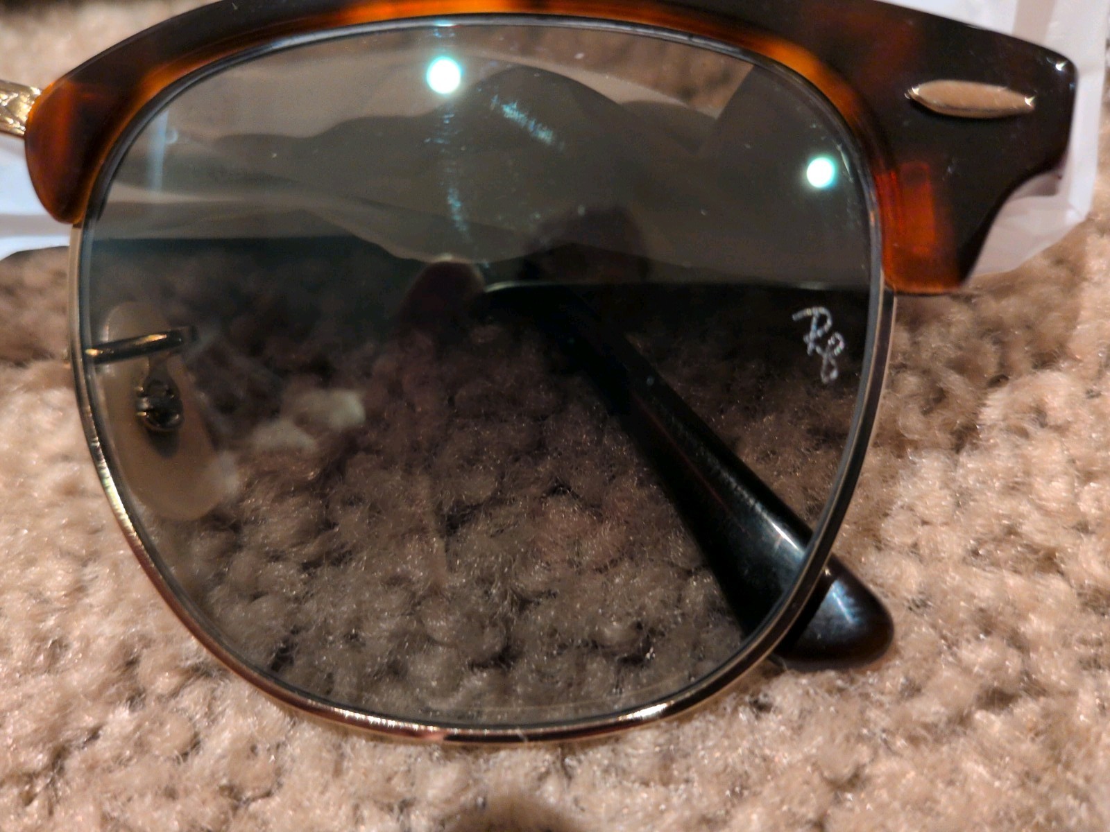Ray-Ban RB3016 990/58 Clubmaster Sunglasses Red Havana/Green Polarized, 49mm