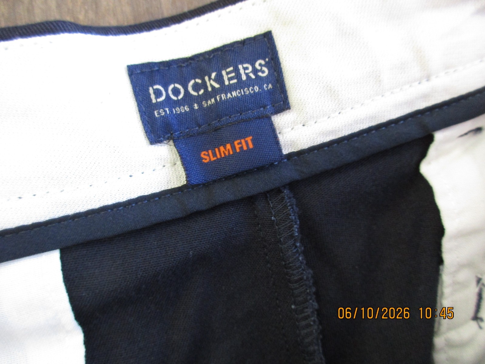 New Dockers Pants Mens 32×29 Dark Blue Easy Khaki Slim Fit Stretch Free Shipping