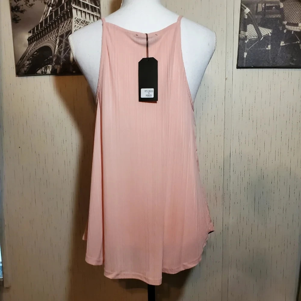 Very J Peach Colored Ruffle Tank Top