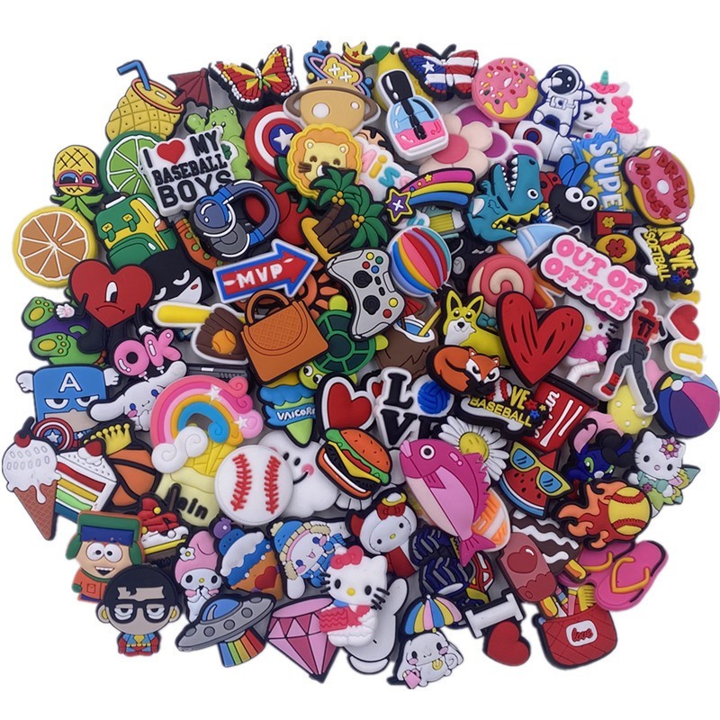 Lot of 60 PCS Random Different Clip Shoe Charms for Shoe Decoration Lovely Cool