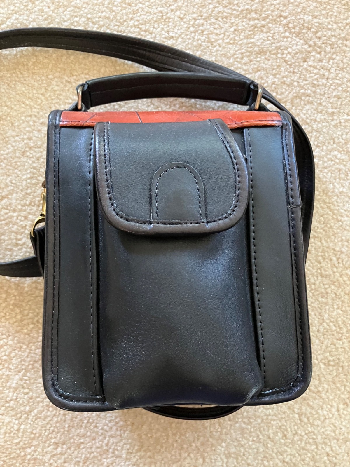 EUC Leaf Leather Hand Made C.L. Whiting Cross Body Bag Vintage Large Handbag
