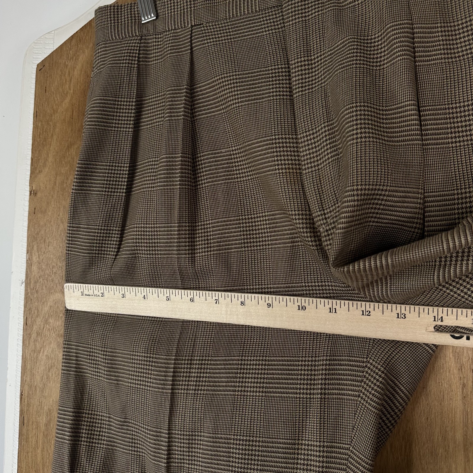 vtg Polo Ralph Lauren Pants Mens 32×30 Brown Prince of Wales Check Cotton Pleat