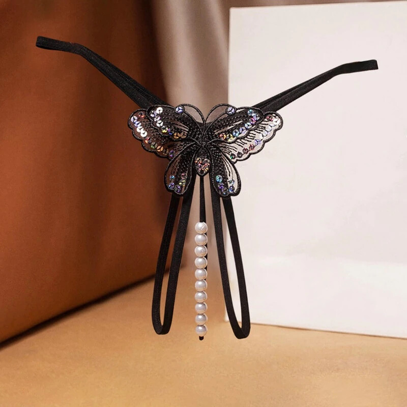 Sexy Women Crotchles Pearl Thong G-string Panties Lingerie Underwear T-back USA