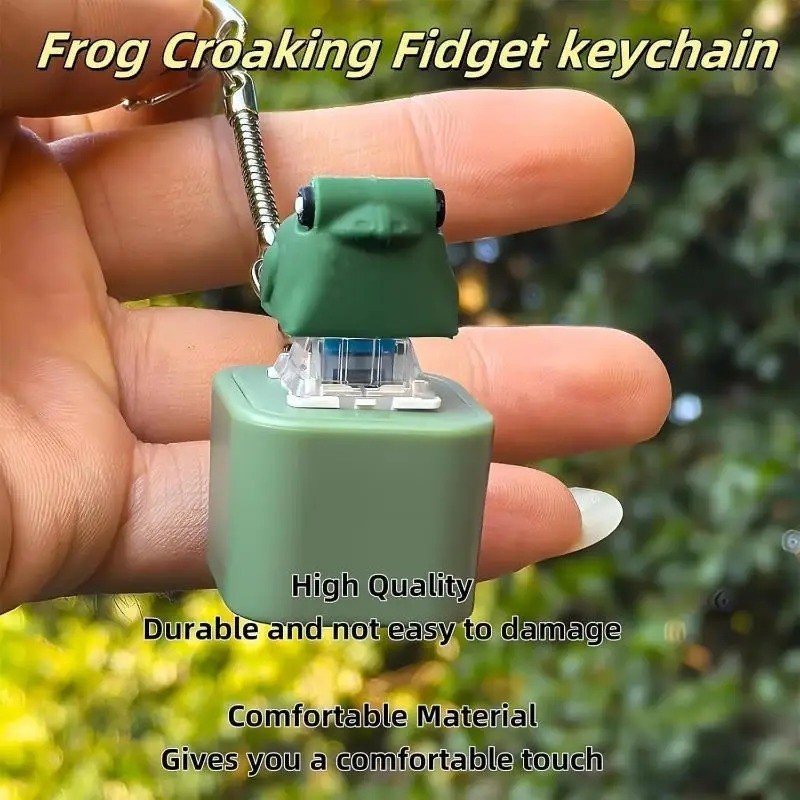 Frog Croaking Fidget Toy Keychain With Colorful Lights Stress Fun Animal Sound