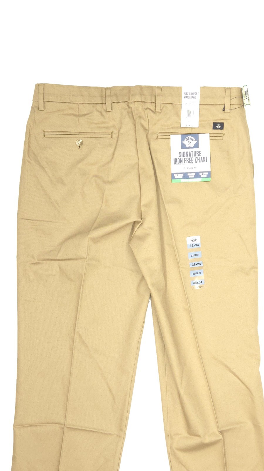 Dockers Pants Mens 36×34 Khaki Signature Iron Free Classic Fit Stretch New