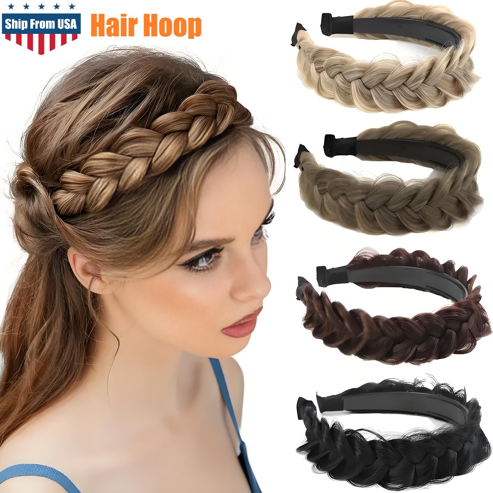 Headband Synthetic Hair Plaited Headband Braid Braided & Teeth Hair Band Beauty