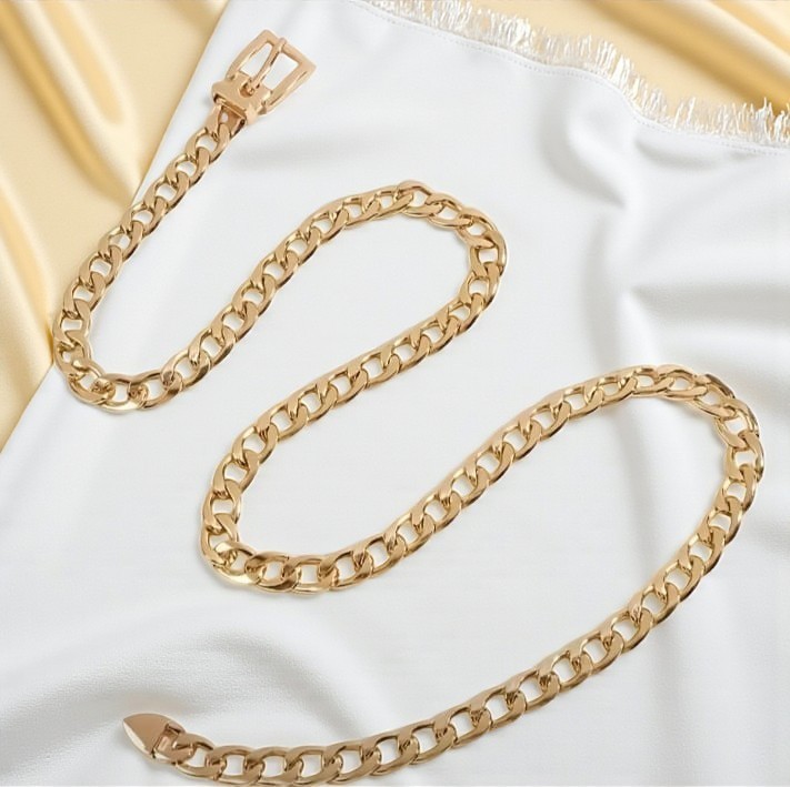 Lightweight Buckle Metal Waist Chain Link Belt Luxury For Women Gold