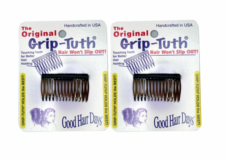 4 Combs x Good Hair Days Grip-Tuth® 1 3/4″ Brown Shorty Combs Made in USA 40163