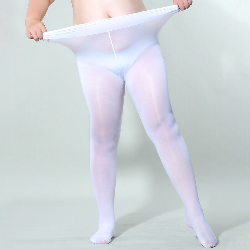 300lbs Plus Size Women Shiny Glossy Pantyhose Sheer Stockings Open Crotch Tights