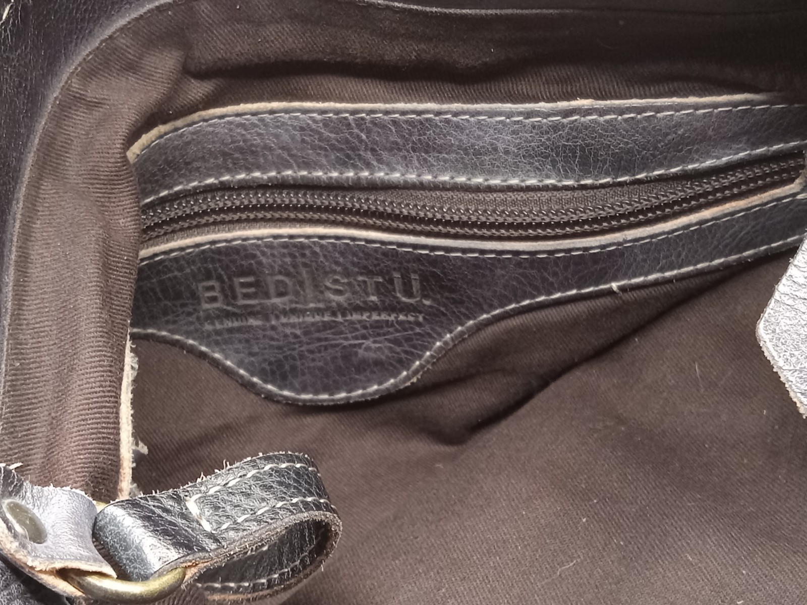 Bed I Stu Bruna Tan Black Bag Rustic Made in Mexico 15″ x 11″ x 4″