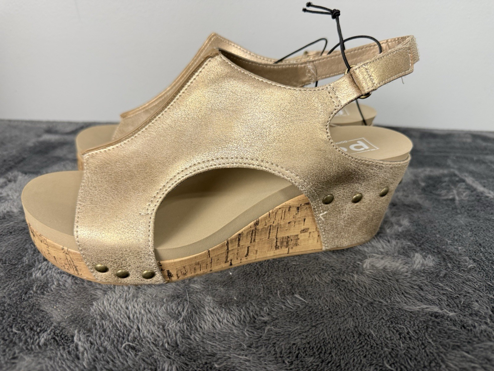 POP 9.5 M Metallic Gold Comfort Fit Wedge Sandals Slingback Shoes Women