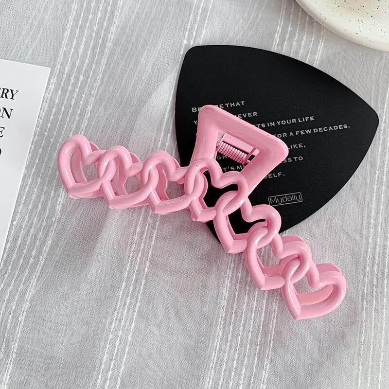 1 PCS Light Pink Heart Hair Claw Clip, Thick Hair, Valentines, Accessories