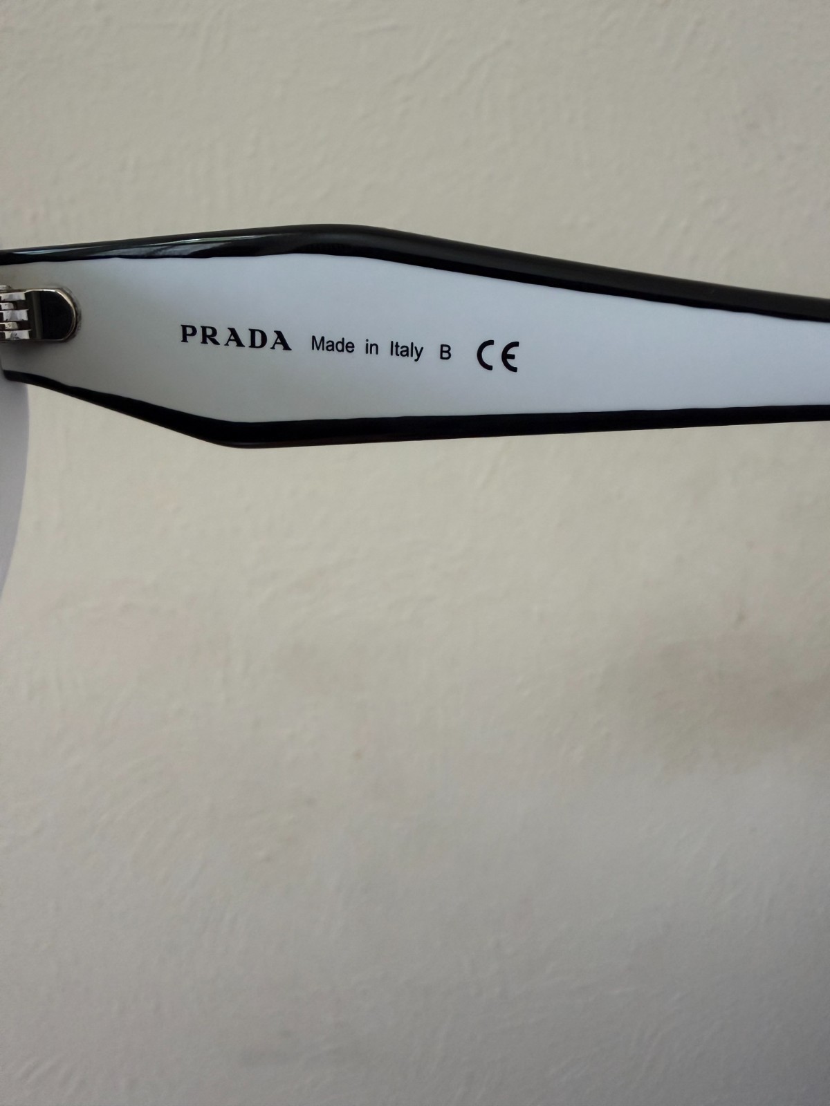 Prada PR 15WS Oversize Square Sunglasses Women Black White Frame UV400 Authentic