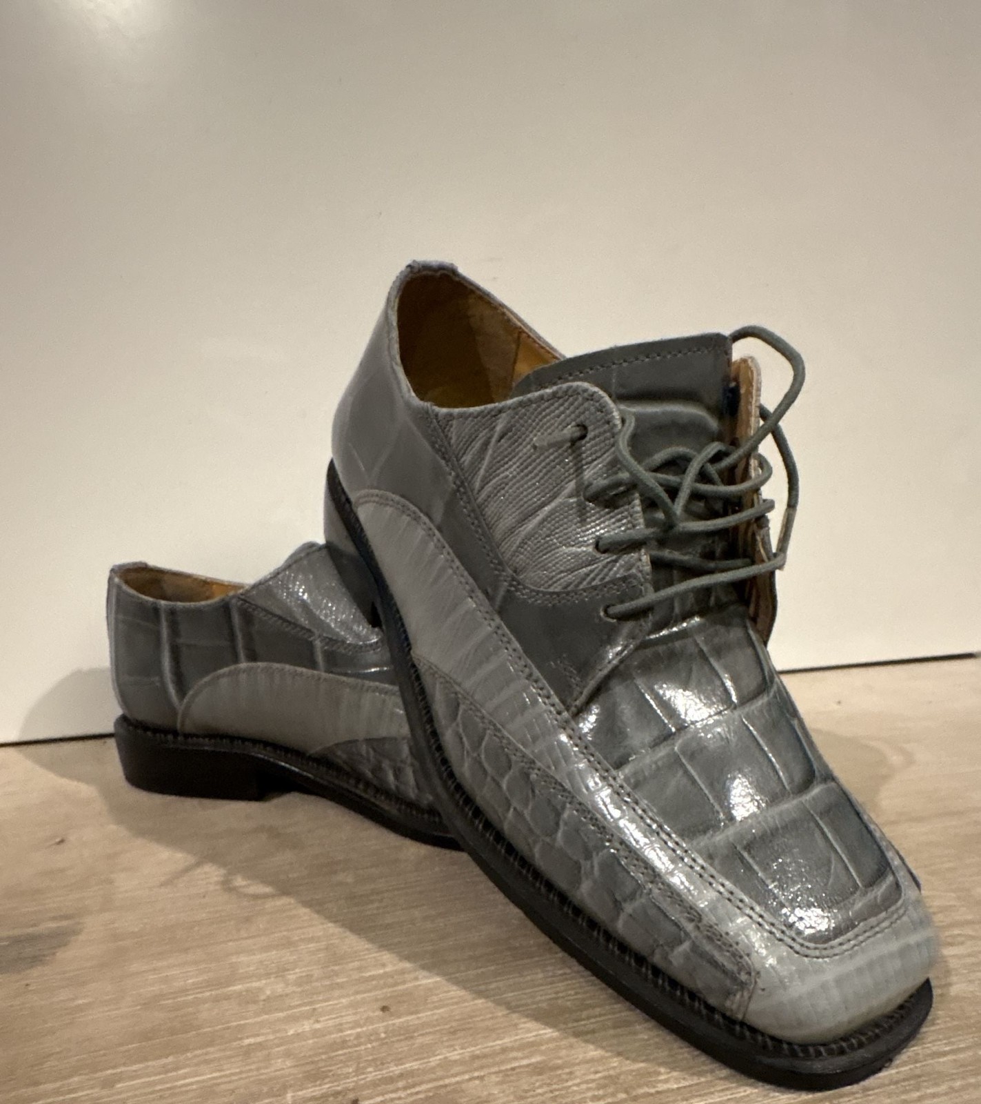 LibertyZeno Lucifer Men’s Silver Crocodile Print Dress Shoes Size 7
