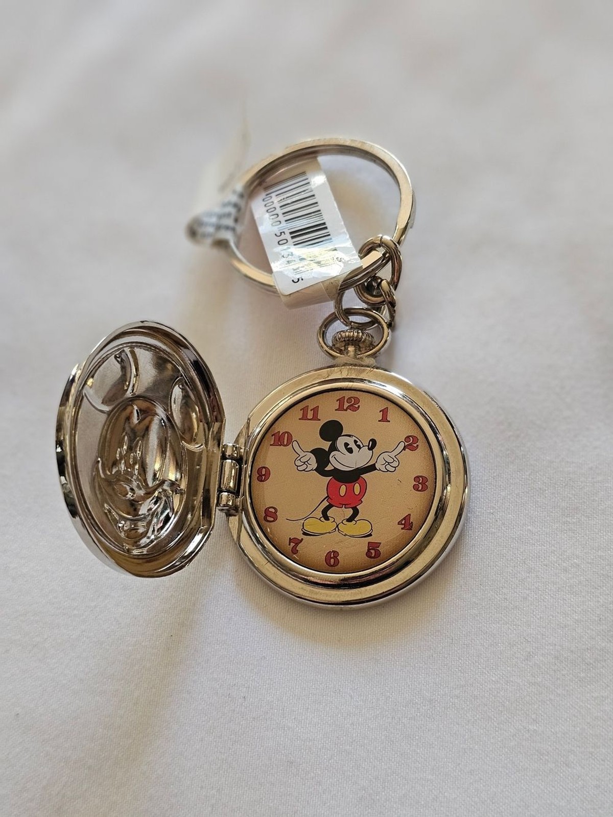 Mickey Mouse Silver Pocket Watch Keychain