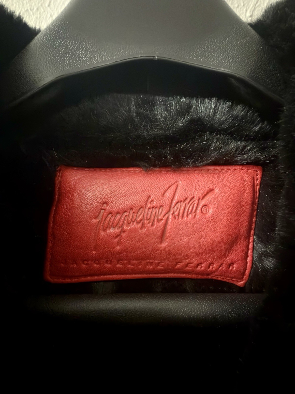 Vintage Jacqueline Ferrar XL Red Genuine Leather Coat Black Faux Fur Women’s