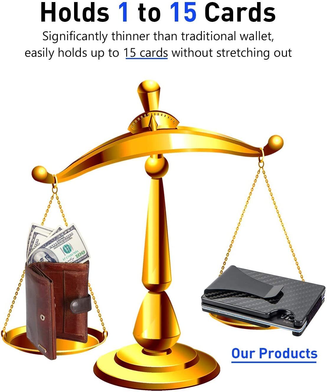 Minimalist Slim Wallet for Men SCREWLESS Metal Carbon Fiber Card Holder Hombres