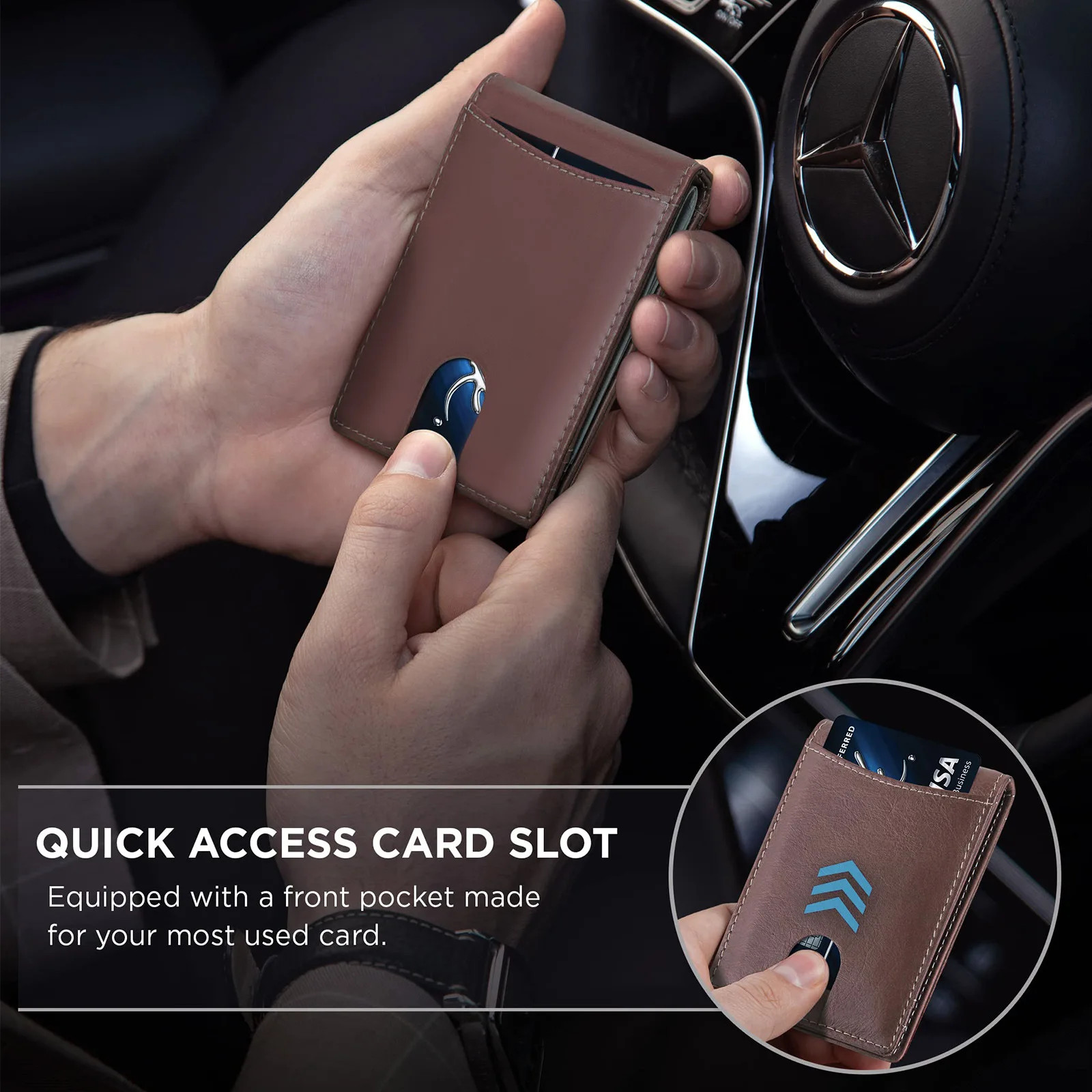 Geestock Slim Microfiber Leather RFID Blocking Credit Card Wallet with Money Cli