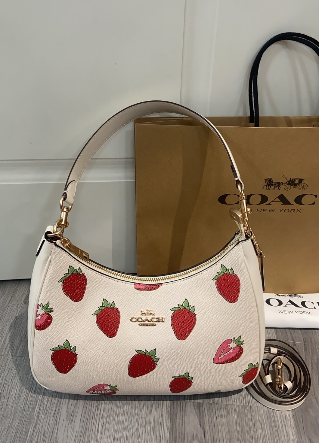 NEW COACH Teri Hobo Bag With Strawberry Print CAL67 outlet FREE SHIPPING