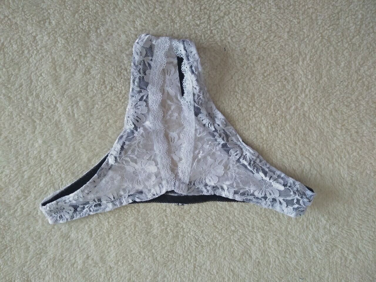 Sexy Women Sheer Lace Thong G-string Briefs Crotchles Panties Lingerie Underwear