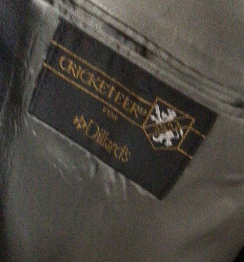 VINTAGE CRICKETEER MENS CHARCOAL GRAY 2 PIECE SUIT SIZE: 48 PANTS 42×28