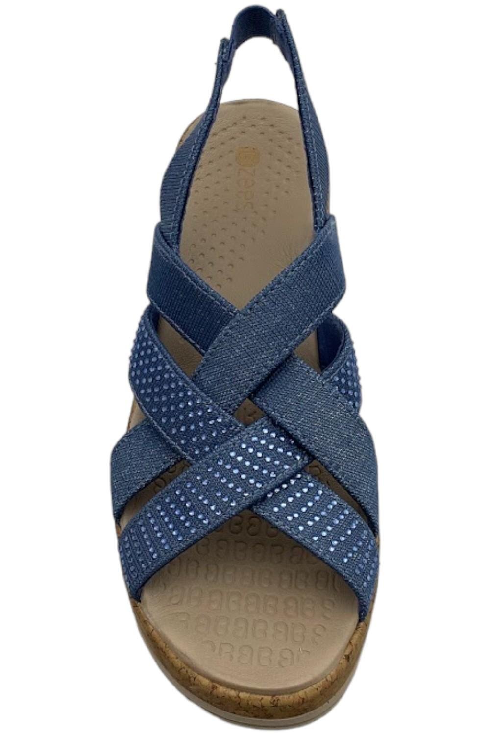 Bzees Ritz Sparkle Machine Washable Cork Wedge Sandal Blue