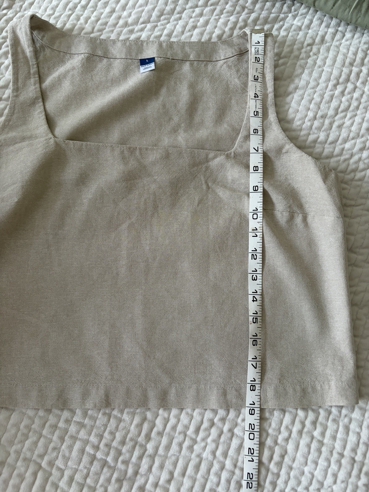 Old Navy Linen Blend Square Neck Tank Top Natural Beige Large
