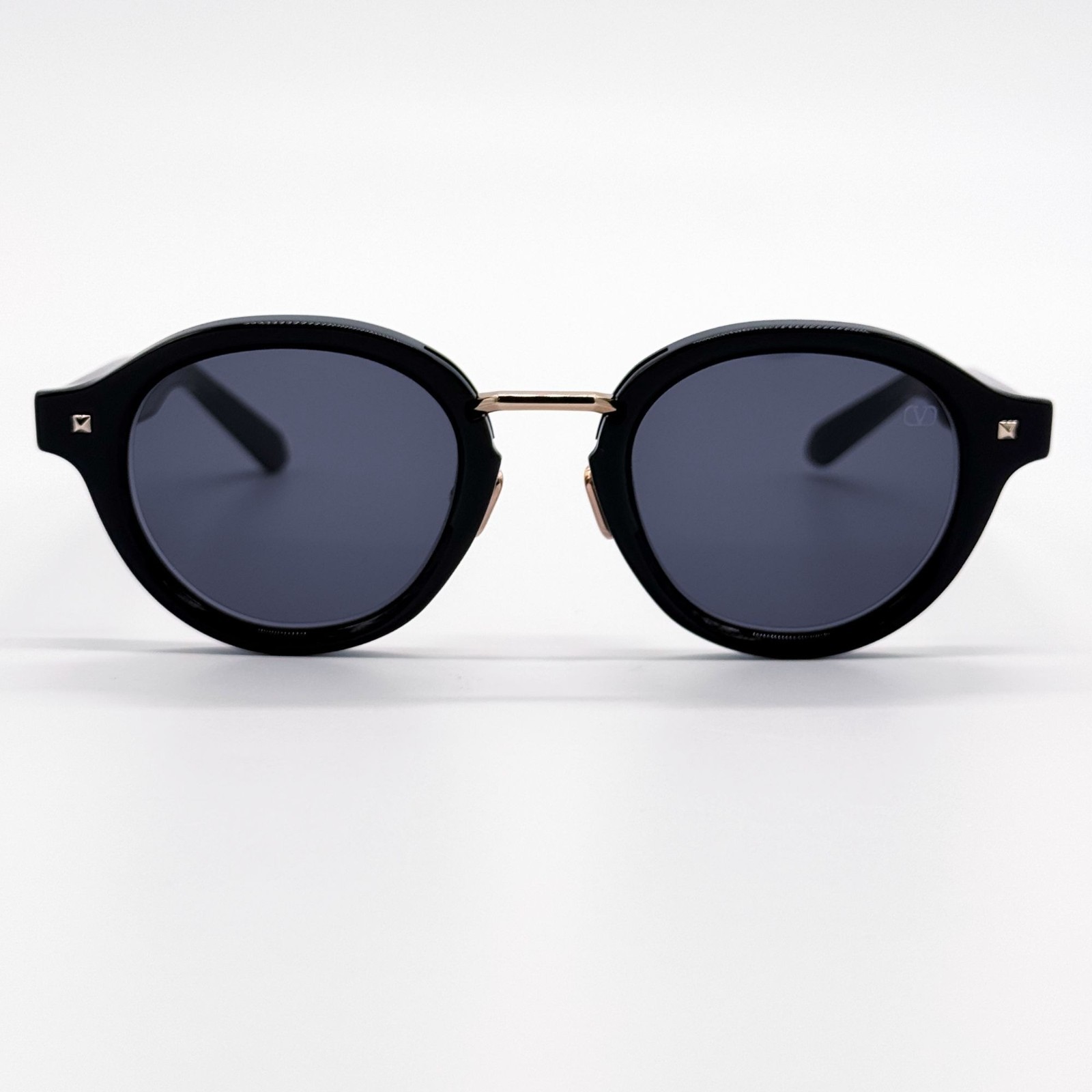 NEW VALENTINO SUNGLASSES VLS-132A BLACK/GRAY MEN ROUND EYEWEAR