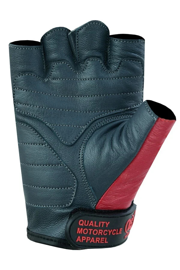 Mens Genuine Goat Leather Fingerless Half Finger Motorcycle Driving Biker Gloves
