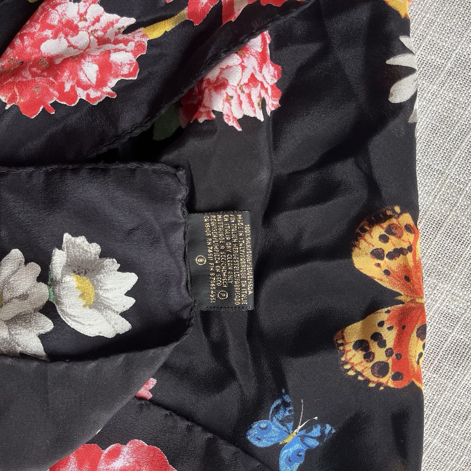 1990s Art Of Silk, Pure Silk Butterfly & Floral Scarf