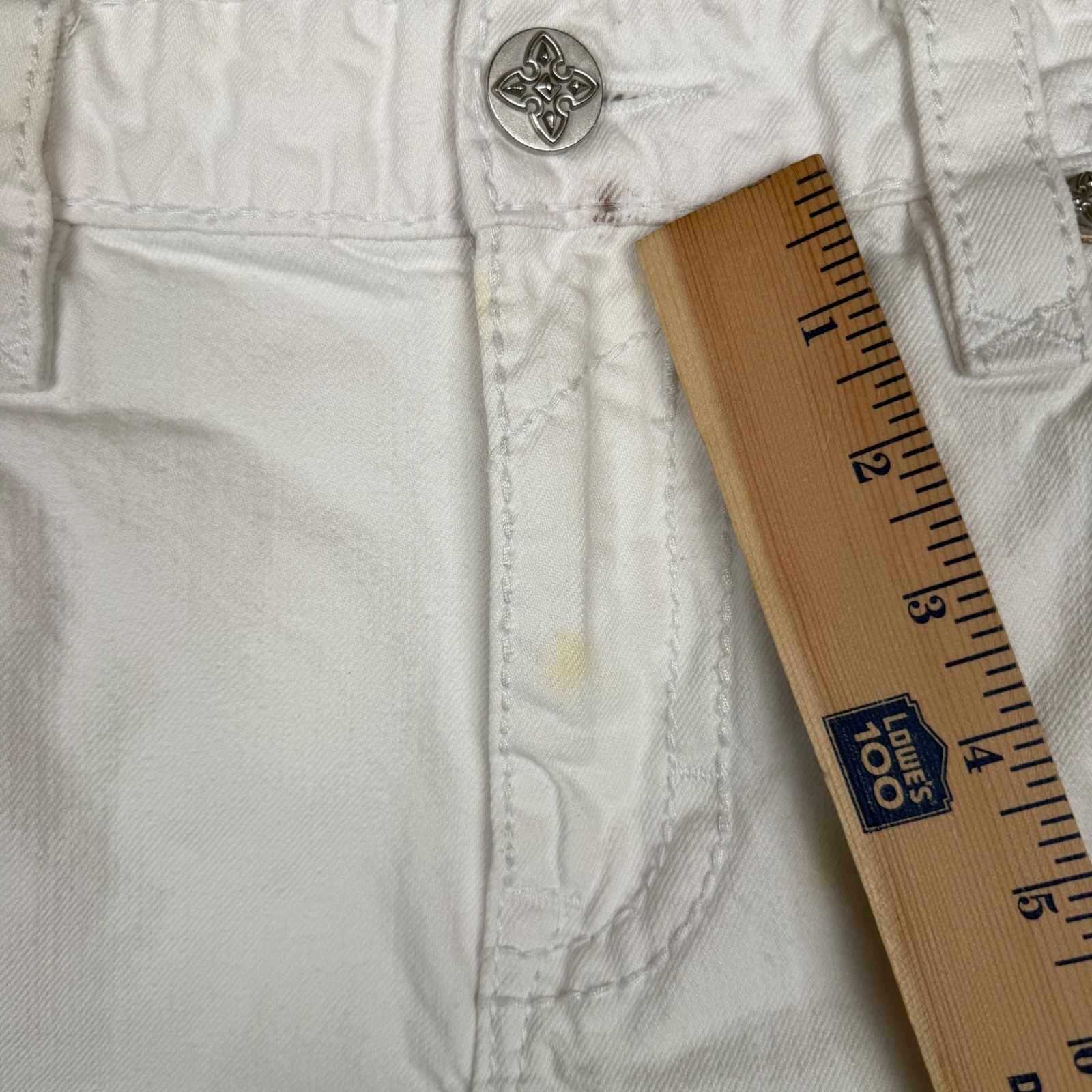 Rock Revival Rupert TA1 Mens 38 White Distressed Studded Straight Jeans