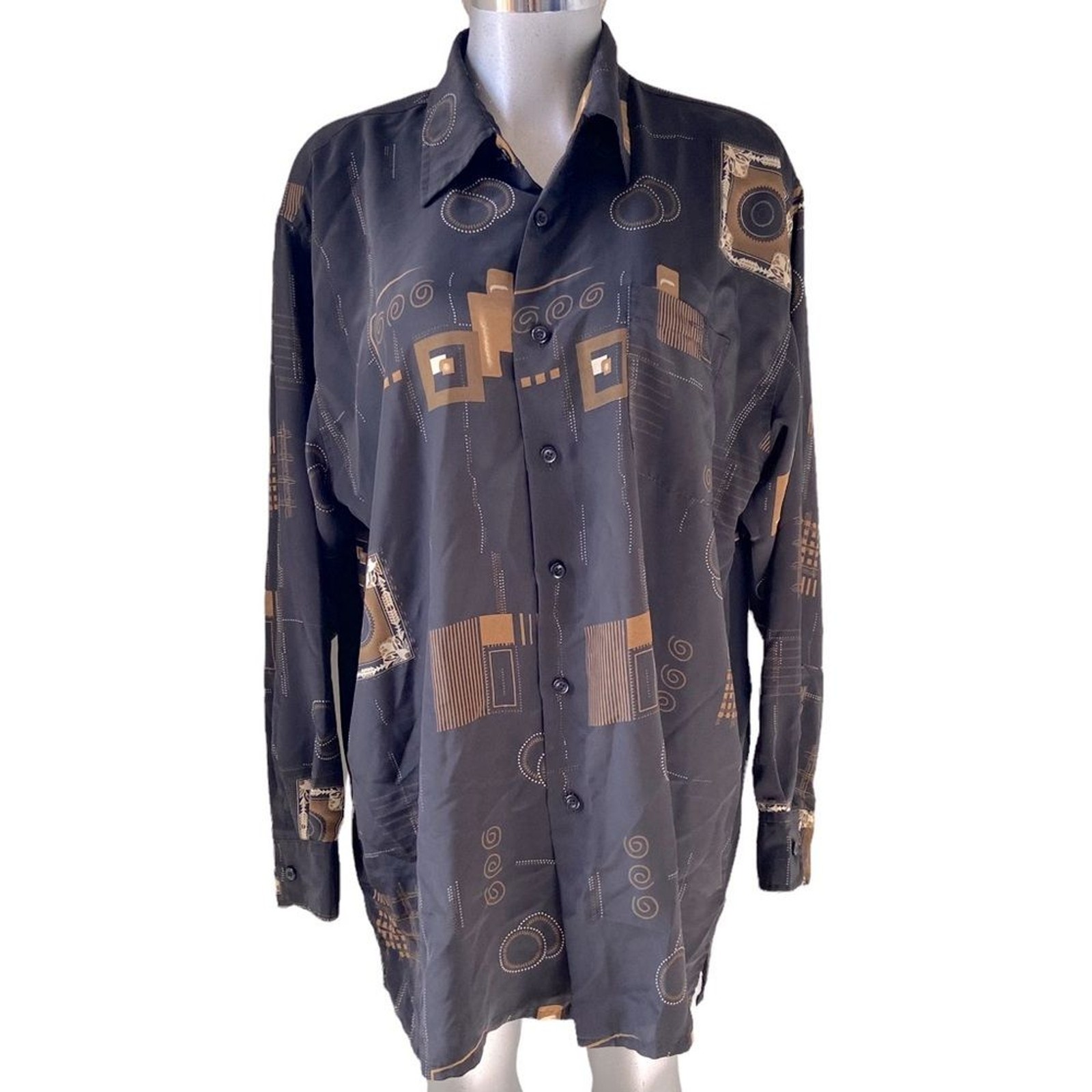 West Adventure Shirt Abstract Long Sleeve Western Men’s XL 17-17.5 Lightweight