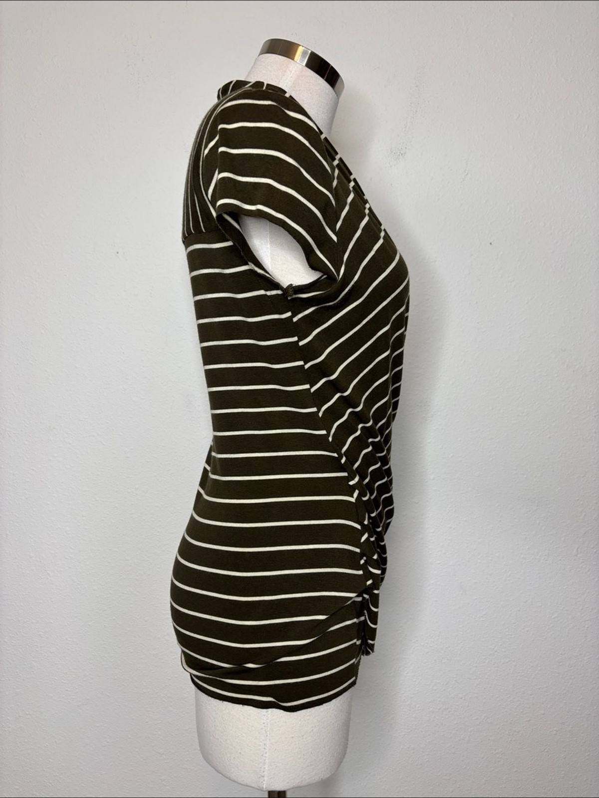 Bailey 44 Olive and White Striped Wrap-Style Top