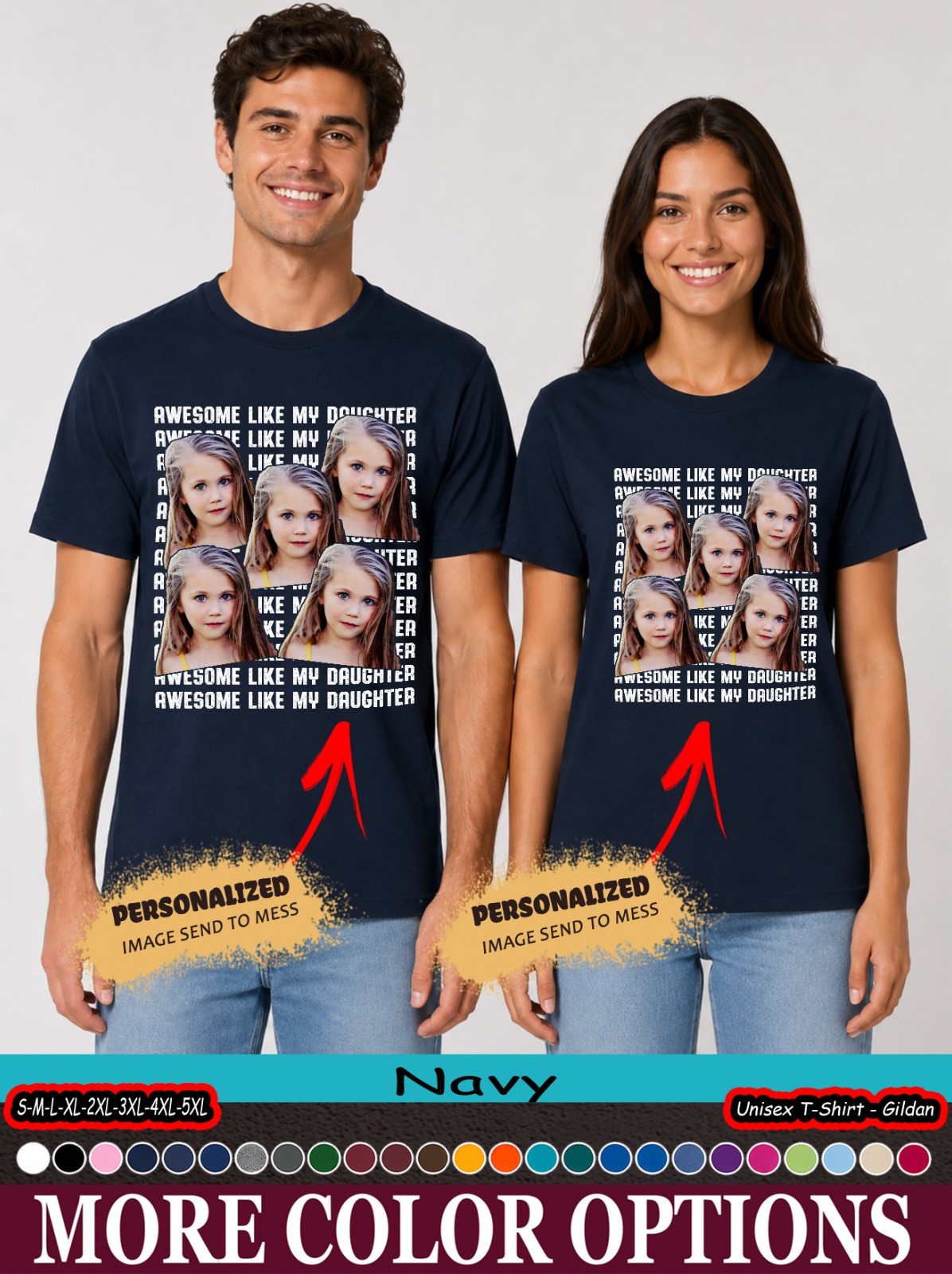 Custom Photo Awesome Like My Daughter Vintage Style Shirt, Dad Family Gift