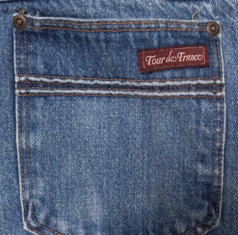 Vintage Tour De France 42 x 33 Denim Jeans Medium Wash Blue Zipper 80s 90s