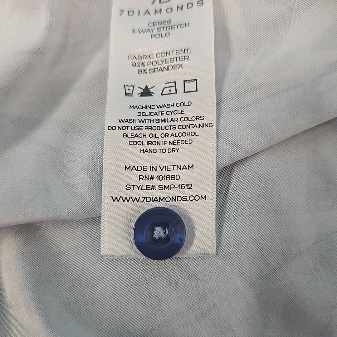 7D 7 Diamonds Polo Shirt Men’s Size XXL Hawaiian Print Golf Blue and Gray Casual