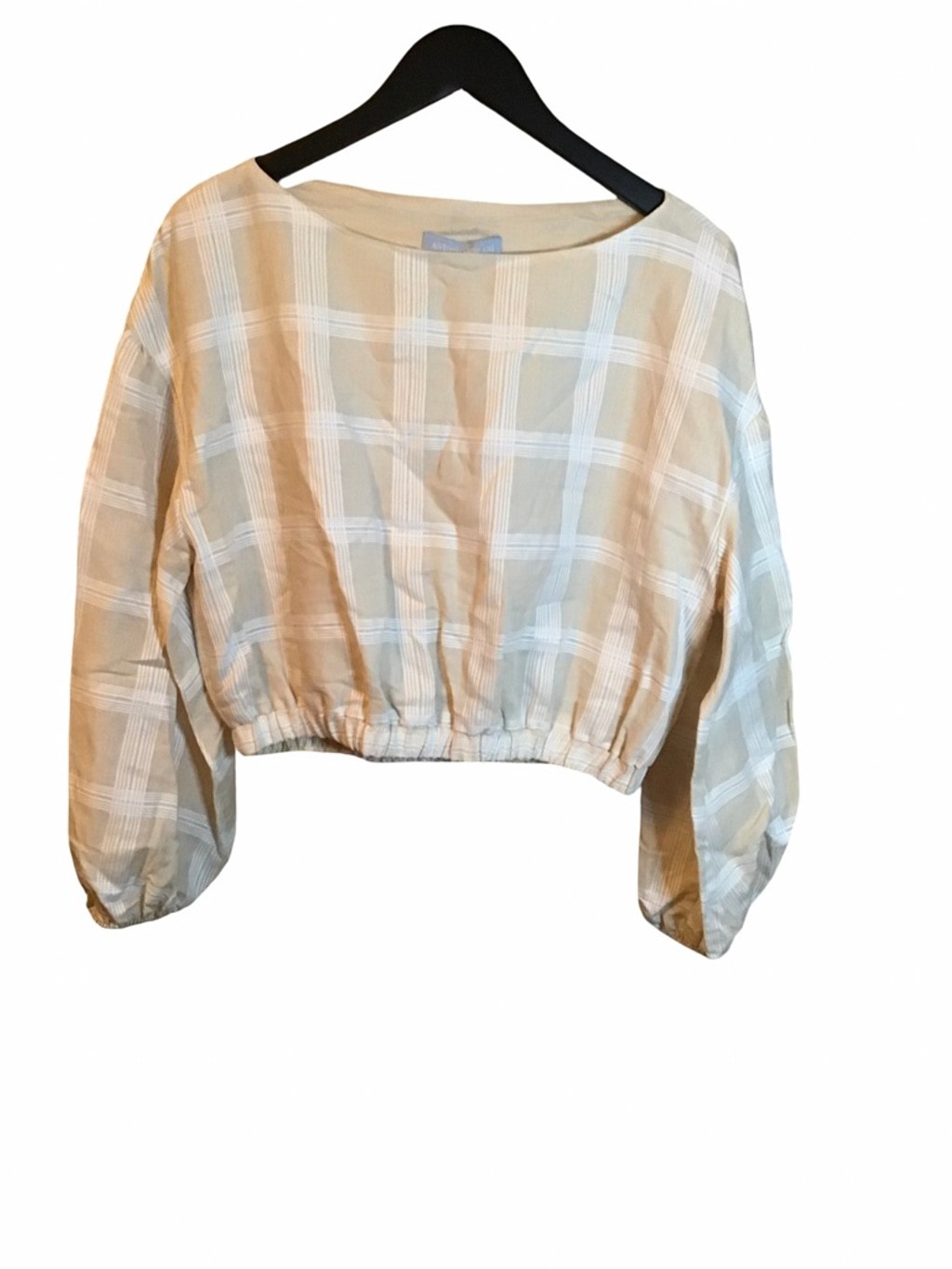 Antonio Melani Plaid Crop Top M Beige White