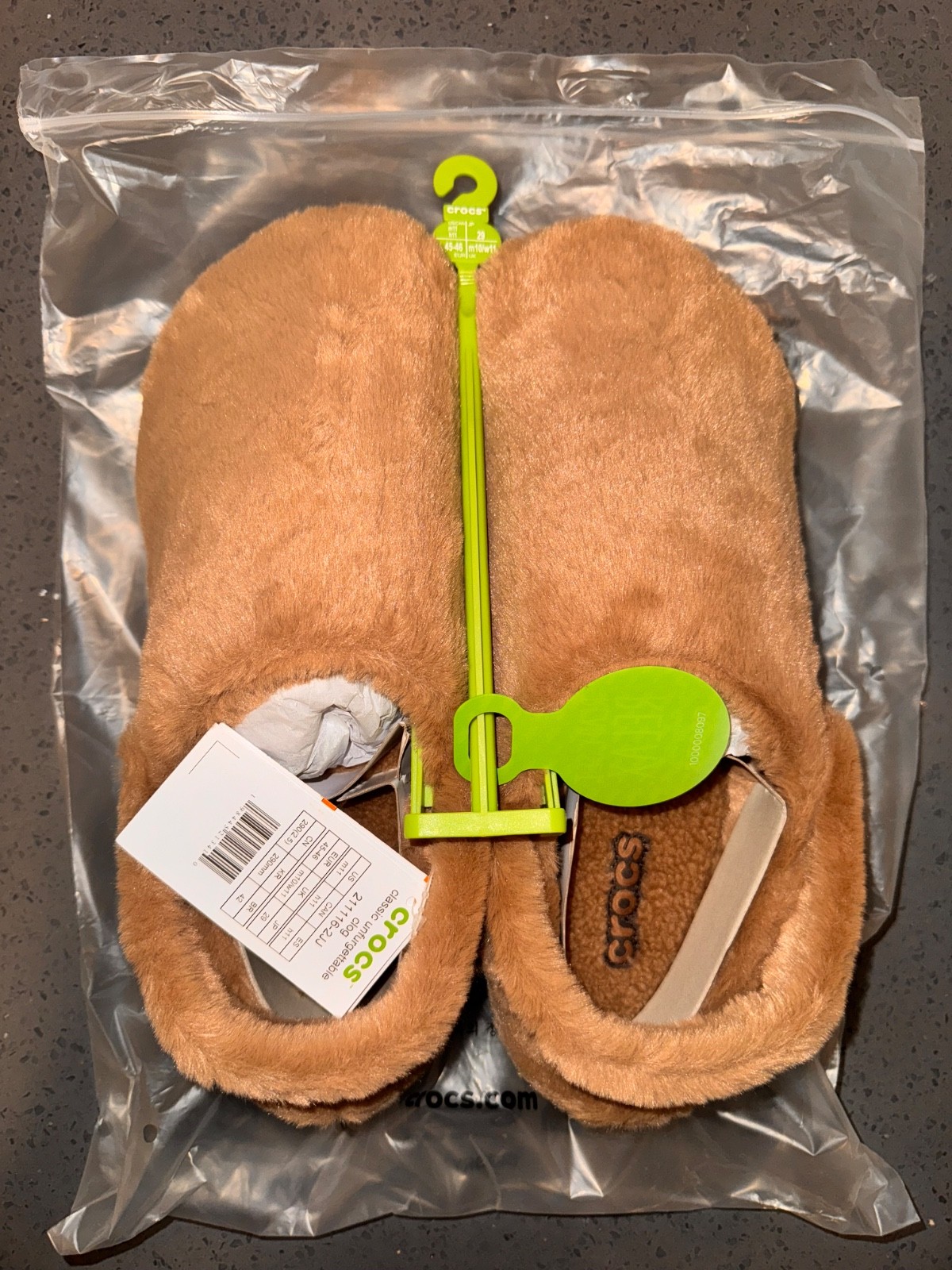 Crocs Classic Unforgettable Clog Milk Chocolate Fuzzy Slip-On W8/M6 & M11