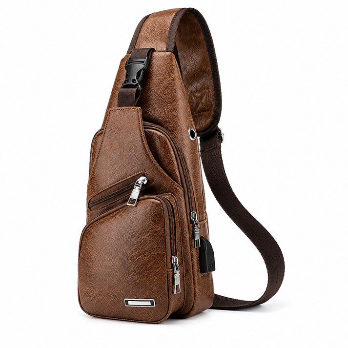 Mens Chest Shoulder Backpack Sling Cross Body Man Leather Satchel Travel Bag US