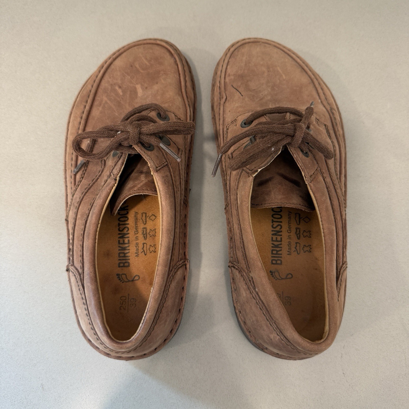 Birkenstock Memphis Shoes Unisex W8/ M6 Brown Leather Comfort Lace Up