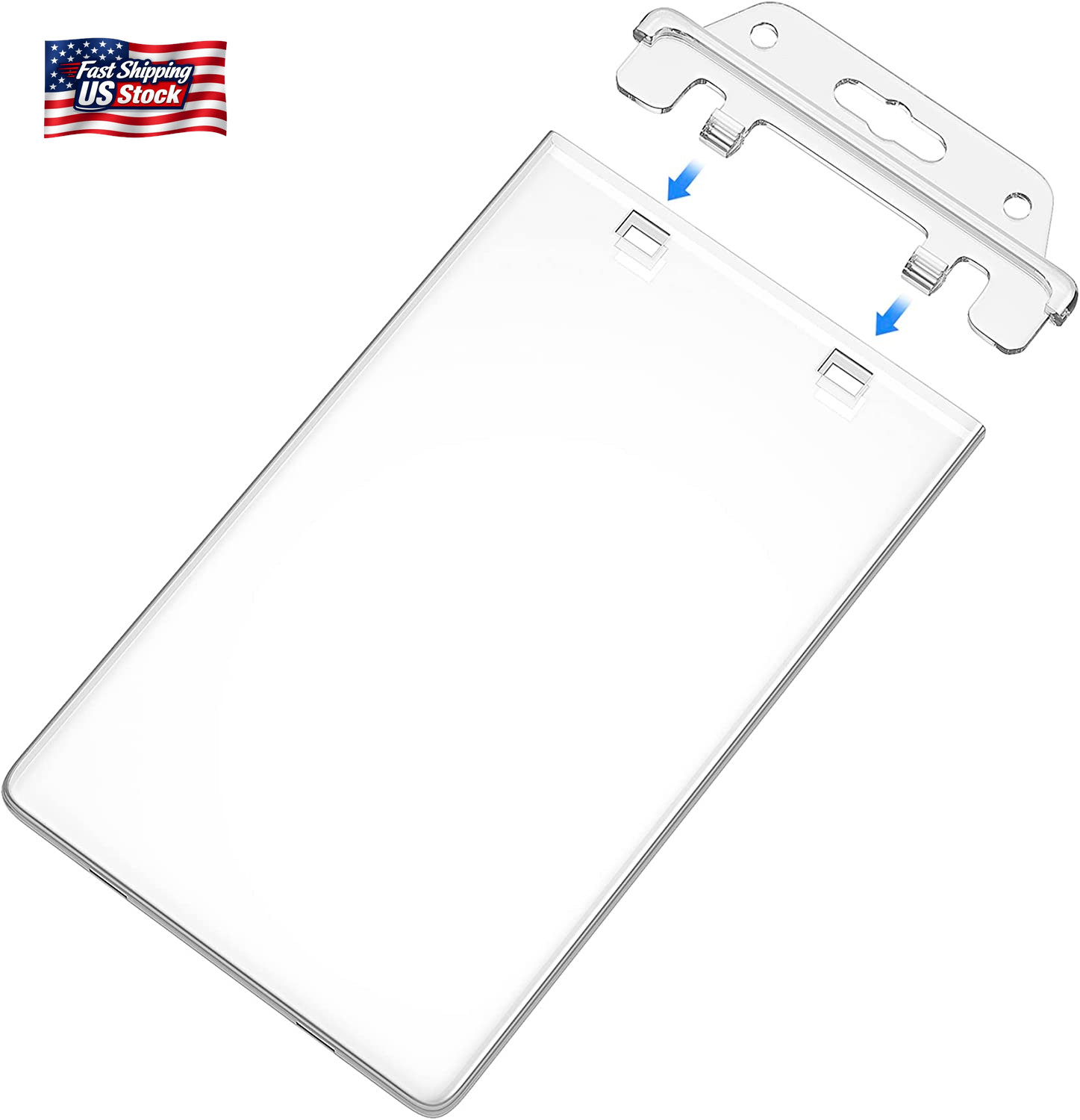 2 Pack Clear ID Badge Holder for Lanyard Hard Plastic ID Card Holder by Fallen O