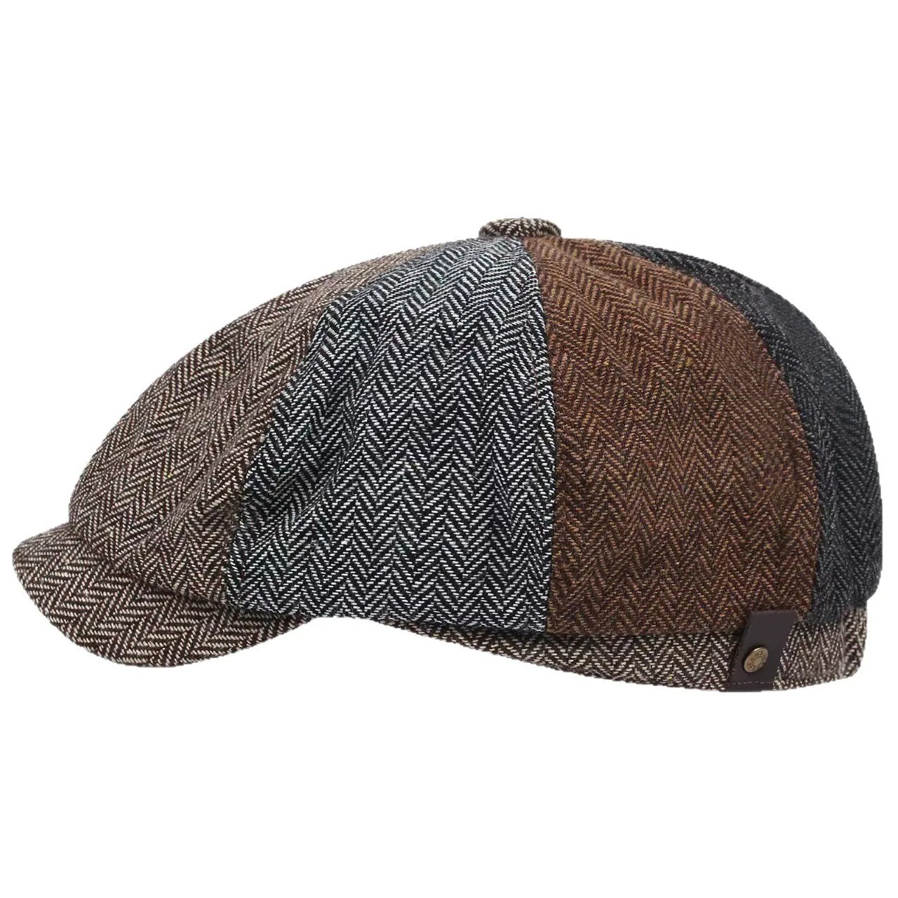 Peaky Blinders Hat Newsboy Flat Cap, Driver, Herringbone Tweed Wool Style