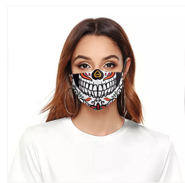 Sugar Skull Face Mask Washable Reusable Biker Halloween US Seller Fast Ship New
