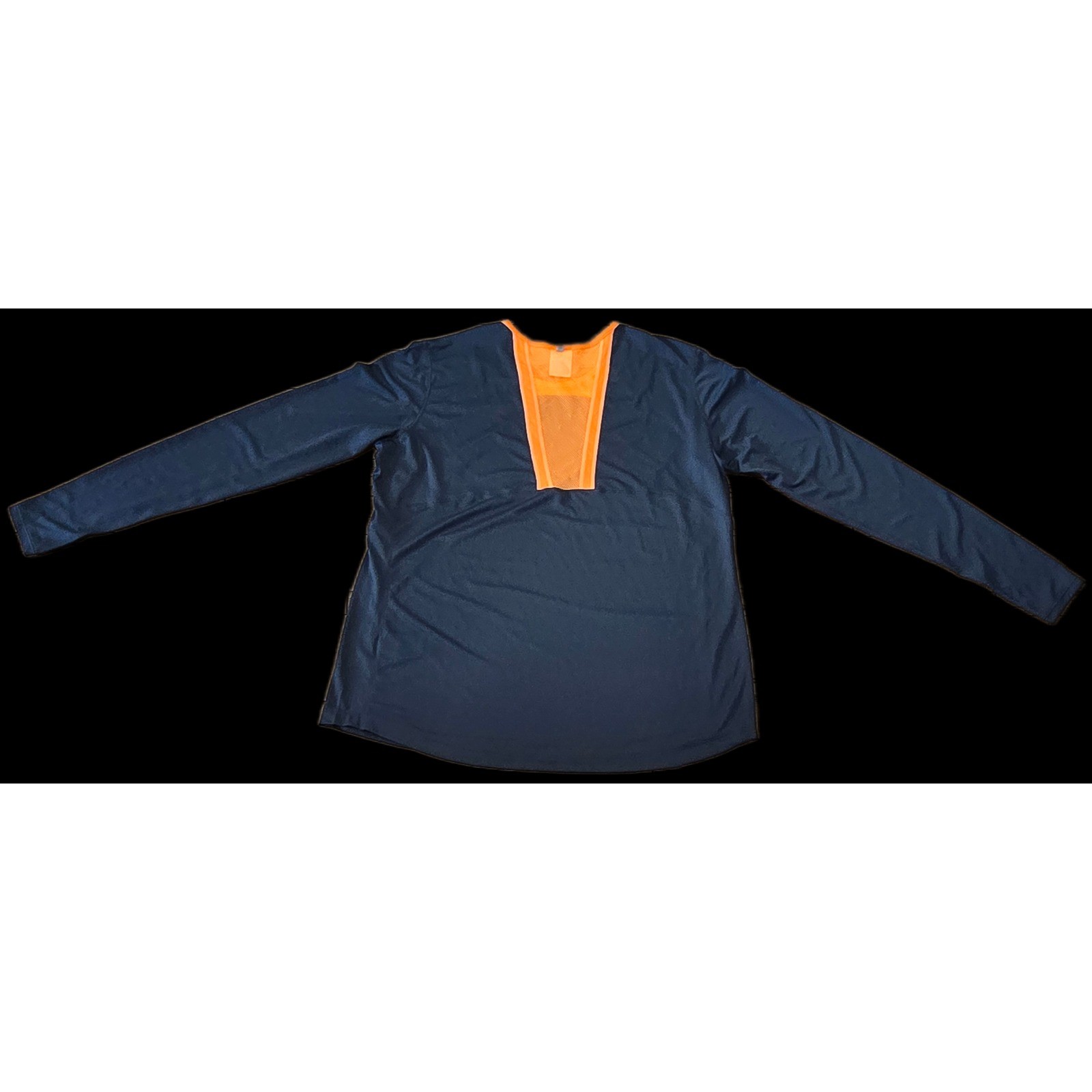 Nike Dri-FIT Training Shirt Womens XL Long Sleeve Charcoal Grey Orange Mesh Top